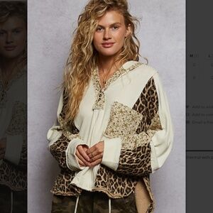 POL “ Cynthia “ POL Thermal Hoodie Top with Printed Contrast 95